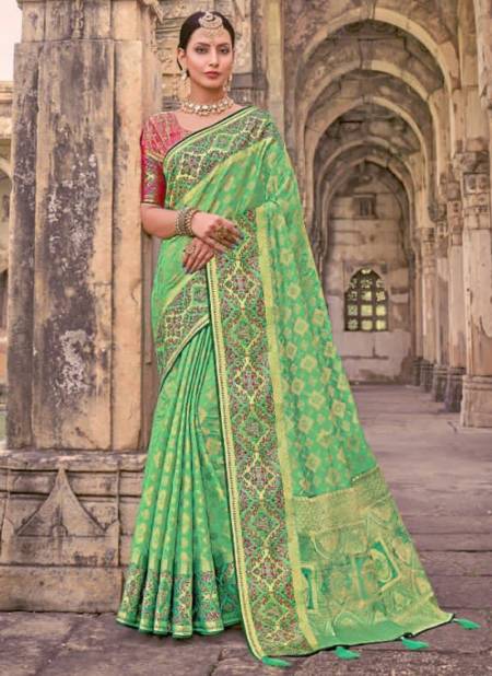Pista Colour Prerana New Latest Designer Festive Wear Semi Silk Saree Collection 1803